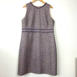 J.Crew Sheath Dress in Twinkle Tweed | Gold and Blue | Size 16